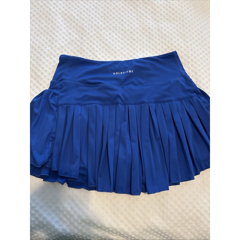 GOLDHINGE Blue Pleated Athletic Tennis Skort Women's Size M Stretch Pockets - Picture 2 of 5